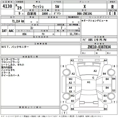 Toyota WISH  с аукциона в Японии