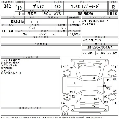 Toyota PREMIO  с аукциона в Японии