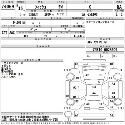 Toyota WISH  с аукциона в Японии