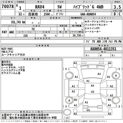 Toyota RAV4  с аукциона в Японии