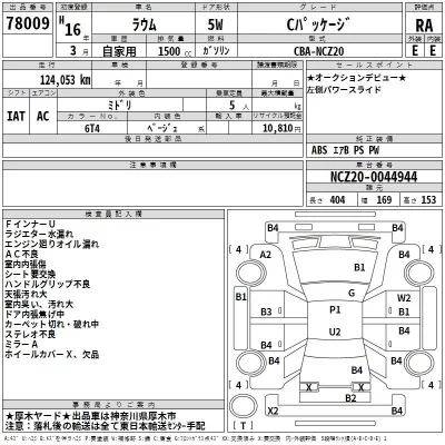 Toyota RAUM  с аукциона в Японии
