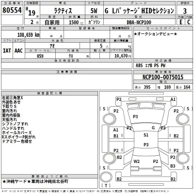 Toyota RACTIS  с аукциона в Японии