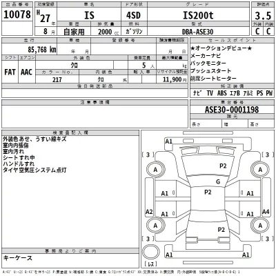Lexus IS  с аукциона в Японии