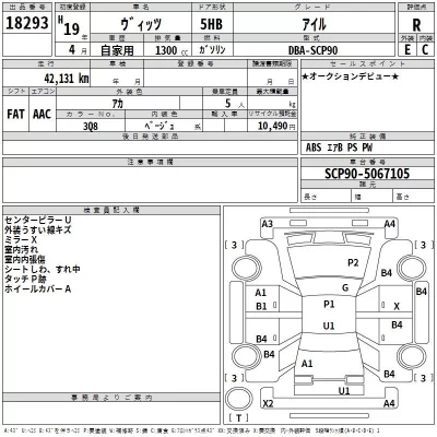 Toyota VITZ  с аукциона в Японии