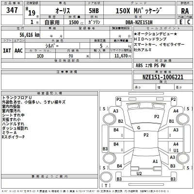 Toyota AURIS  с аукциона в Японии