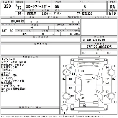 Toyota COROLLA FIELDER  с аукциона в Японии
