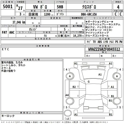 Volkswagen CROSS POLO  с аукциона в Японии