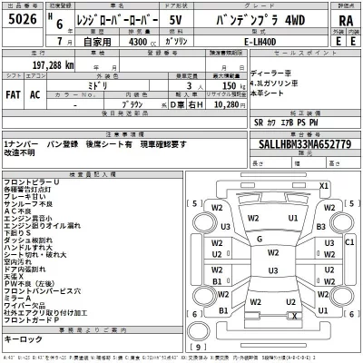 Rover RANGE ROVER  с аукциона в Японии