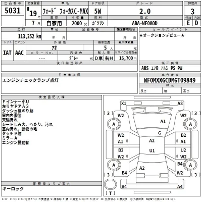 Ford FOCUS  с аукциона в Японии