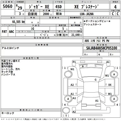 Jaguar XE  с аукциона в Японии