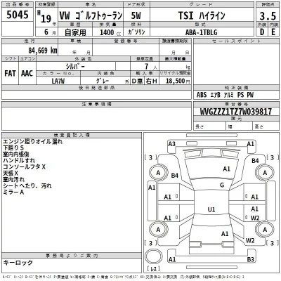 Volkswagen GOLF TOURAN  с аукциона в Японии
