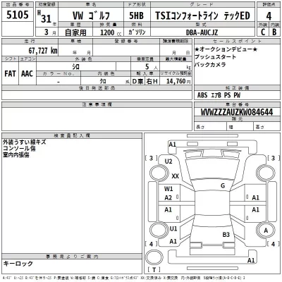 Volkswagen Golf  с аукциона в Японии