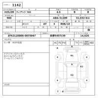 Fiat 500 лот № 1142 оценка 4.5  с аукциона в Японии 6