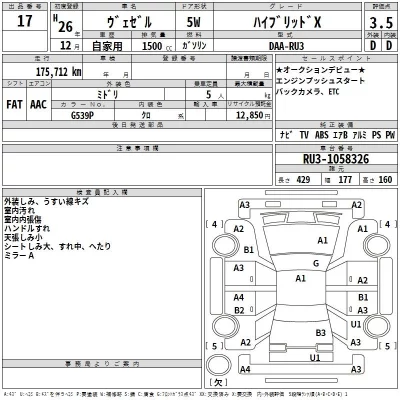 Honda VEZEL  с аукциона в Японии