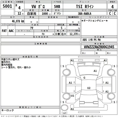 Volkswagen Polo  с аукциона в Японии