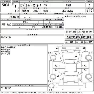 Rover RANGE ROVER  с аукциона в Японии