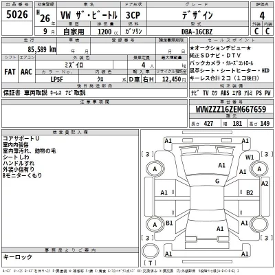 Volkswagen THE BEETLE  с аукциона в Японии