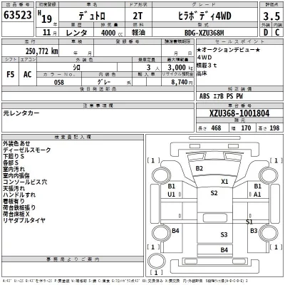 Hino DUTRO  с аукциона в Японии