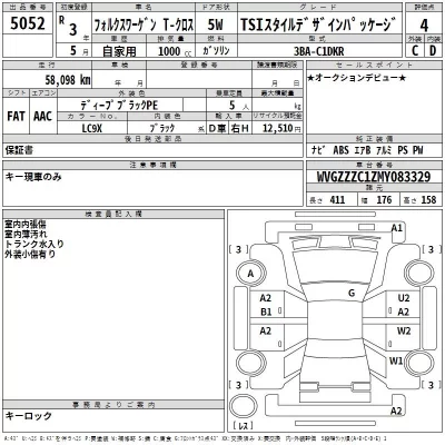 Volkswagen T-CROSS  с аукциона в Японии