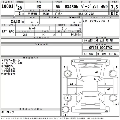 Lexus RX  с аукциона в Японии