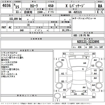 Toyota COROLLA  с аукциона в Японии