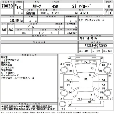 Toyota CARINA  с аукциона в Японии