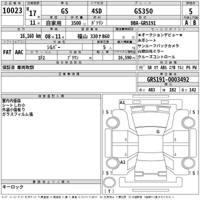 Lexus GS  с аукциона в Японии