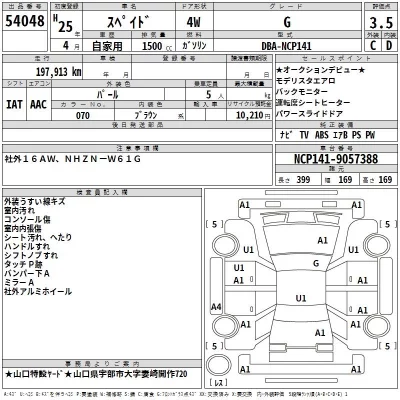 Toyota SPADE  с аукциона в Японии