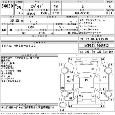 Toyota SPADE  с аукциона в Японии