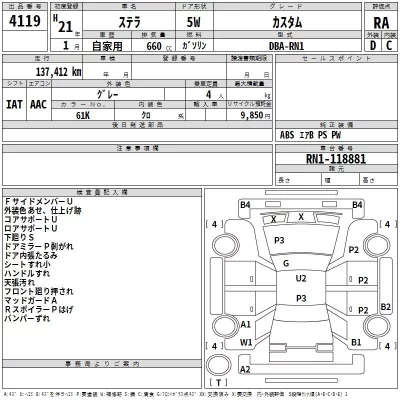 Subaru STELLA  с аукциона в Японии