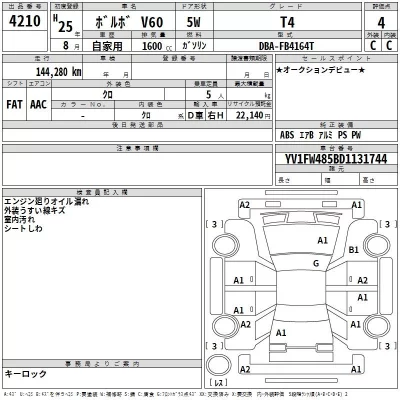 Volvo V60  с аукциона в Японии