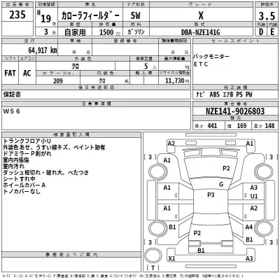 Toyota COROLLA FIELDER  с аукциона в Японии