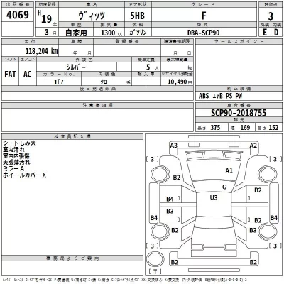 Toyota VITZ  с аукциона в Японии