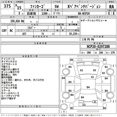 Toyota FUNCARGO  с аукциона в Японии