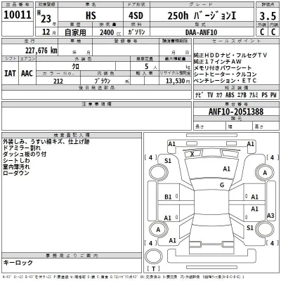Lexus HS  с аукциона в Японии