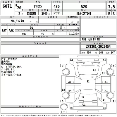 Toyota ALLION  с аукциона в Японии