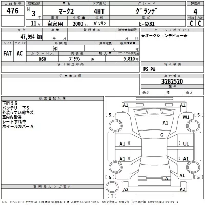 Toyota MARK II  с аукциона в Японии