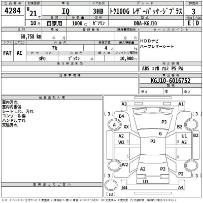 Toyota IQ  с аукциона в Японии