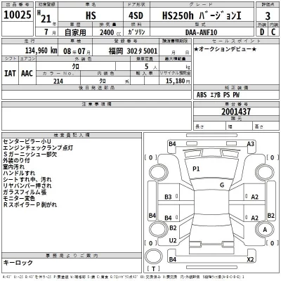 Lexus HS  с аукциона в Японии