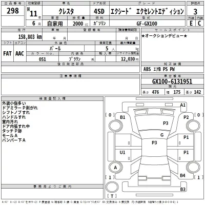 Toyota CRESTA  с аукциона в Японии