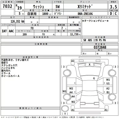 Toyota WISH  с аукциона в Японии