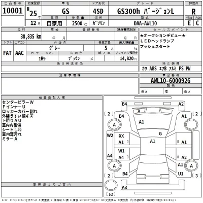 Lexus GS  с аукциона в Японии