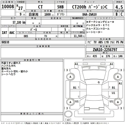 Lexus CT  с аукциона в Японии