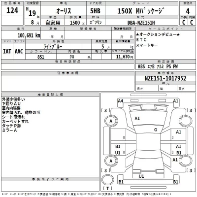 Toyota AURIS  с аукциона в Японии