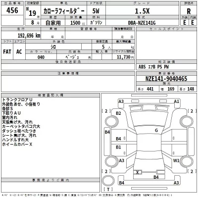 Toyota COROLLA FIELDER  с аукциона в Японии