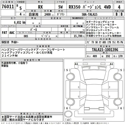 Lexus RX  с аукциона в Японии