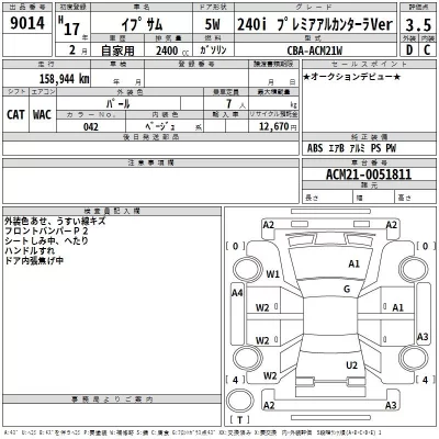Toyota IPSUM  с аукциона в Японии