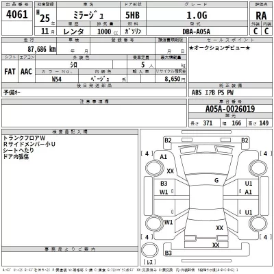 Mitsubishi MIRAGE  с аукциона в Японии