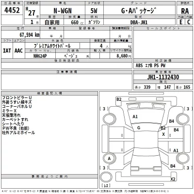 Honda N WGN  с аукциона в Японии