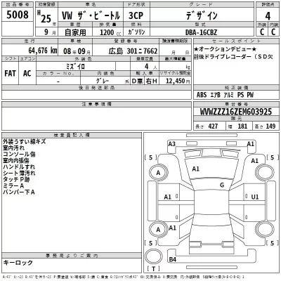 Volkswagen THE BEETLE  с аукциона в Японии
